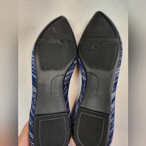 New Navy Blue White Ballet Flats Shallow Pointed Toe Breathable Mesh Size 7 - Picture 6 of 8